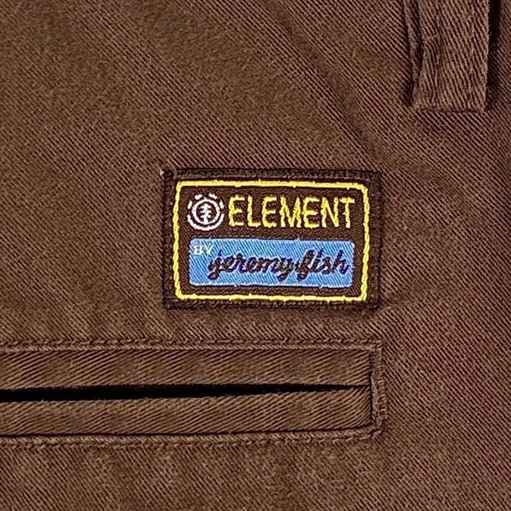 VTG Element Pants Men 36 Brown Jeremy Fish Twill Chino Preppy Skate Workwear Y2K